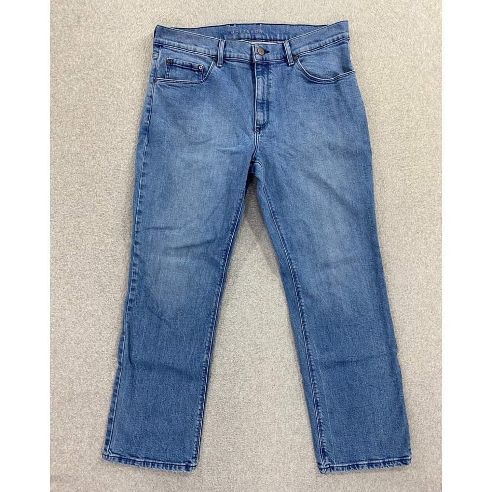 Mott‎ and Bow Mens Jeans 36x30 Straight Leg Light Blue Wash Stretch Denim